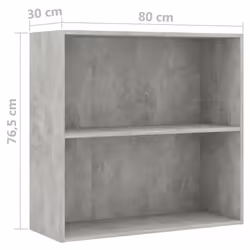 vidaXL 2-Tier Book Cabinet Concrete Grey Engineered Wood Storage Highboard - Additional view 5