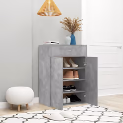vidaXL Shoe Cabinet Concrete Grey Engineered Wood Footwear Storage Organiser
