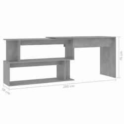 vidaXL Corner Desk Concrete Grey Engineered Wood Bedroom Office Workstation - Additional view 5