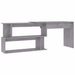 vidaXL Corner Desk Concrete Grey Engineered Wood Bedroom Office Workstation - Additional view 7