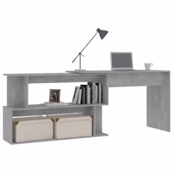 vidaXL Corner Desk Concrete Grey Engineered Wood Bedroom Office Workstation - Additional view 8