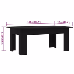 vidaXL Coffee Table Black Engineered Wood Living Room Couch End Plant Stand - Additional view 5