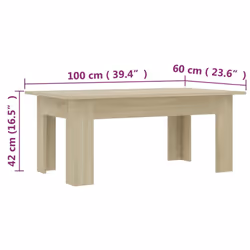 vidaXL Coffee Table Sonoma Oak Engineered Wood Living Room Couch Plant Stand - Additional view 6