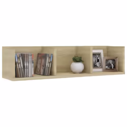 vidaXL CD Wall Shelf Sonoma Oak Engineered Wood Baby and Kids Room Cabinet - Additional view 3