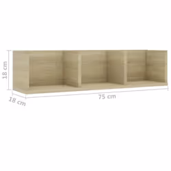 vidaXL CD Wall Shelf Sonoma Oak Engineered Wood Baby and Kids Room Cabinet - Additional view 6
