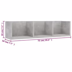 vidaXL CD Wall Shelf Concrete Grey Engineered Wood Baby and Kids Room Cabinet - Additional view 4