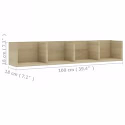 vidaXL CD Wall Shelf Sonoma Oak Engineered Wood Baby and Kids Room Cabinet - Additional view 4