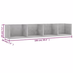 vidaXL CD Wall Shelf Concrete Grey Engineered Wood Baby and Kids Room Cabinet - Additional view 4