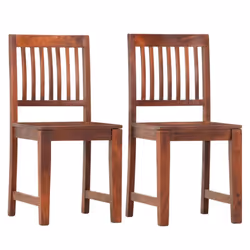vidaXL 2x Solid Mango Wood Dining Chairs Kitchen Living Room Dinner Seating