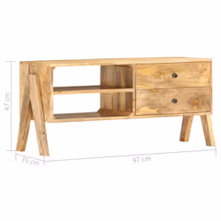vidaXL Solid Mango Wood TV Cabinet 97x35x47cm Entertainment Centre Stand Unit