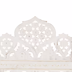 vidaXL Solid Mango Wood Hand carved 3-Panel Room Divider White 120cm Screen