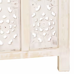 vidaXL Solid Mango Wood Hand carved 3-Panel Room Divider White 120cm Screen - Additional view 4