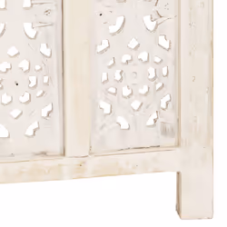 vidaXL Solid Mango Wood Hand carved 5-Panel Room Divider White 200cm Partition - Additional view 4