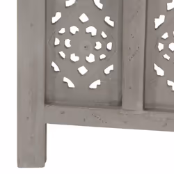 vidaXL Solid Mango Wood Hand carved 4-Panel Room Divider Grey 160cm Screen - Additional view 4