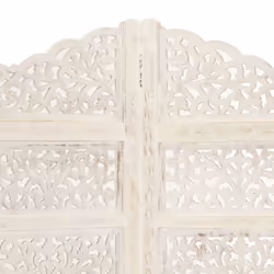 vidaXL Solid Mango Wood Hand carved 4-Panel Room Divider White 160cm Partition