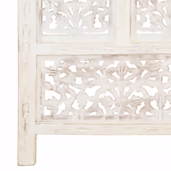 vidaXL Solid Mango Wood Hand carved 4-Panel Room Divider White 160cm Partition - Additional view 4