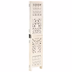 vidaXL Solid Mango Wood Hand carved 3-Panel Room Divider White 120cm Screen