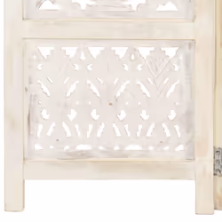 vidaXL Solid Mango Wood Hand carved 5-Panel Room Divider White 200cm Screen - Additional view 4