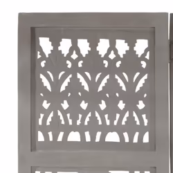 vidaXL Solid Mango Wood Hand Carved 3-Panel Room Divider Grey 120x165cm Screen