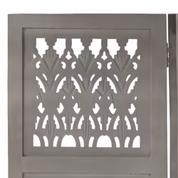 vidaXL Solid Mango Wood Hand Carved 5-Panel Room Divider Grey 200x165cm Screen