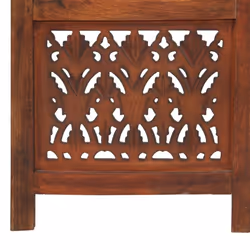 vidaXL Solid Mango Wood Hand Carved 3-Panel Room Divider Brown Furniture