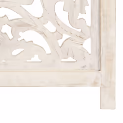 vidaXL Solid Mango Wood Hand carved 3-Panel Room Divider White 120cm Partition - Additional view 4
