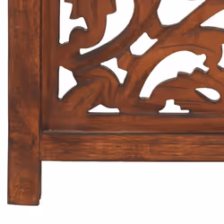 vidaXL Solid Mango Wood Hand Carved 3-Panel Room Divider Brown Privacy Screens - Additional view 4