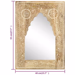 vidaXL Solid Mango Wood Hand Painted Mirror 40x55cm Bathroom Hallway Mirror