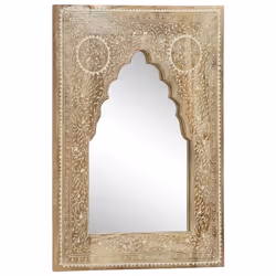 vidaXL Solid Mango Wood Hand Painted Mirror 40x55cm Bathroom Hallway Mirror - Additional view 8