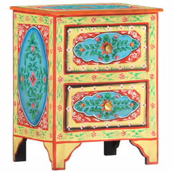 vidaXL Solid Mango Wood Bedside Cabinet with 2 Drawers 40x30x50cm Nightstand