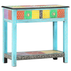 vidaXL Solid Mango Wood Console Table with 2 Drawers 80x35x75cm Side Hall Desk