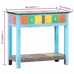vidaXL Solid Mango Wood Console Table with 2 Drawers 80x35x75cm Side Hall Desk - Additional view 8