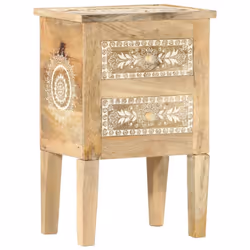 vidaXL Solid Mango Wood Bedside Cabinet with 2 Drawers 40x30x60cm Side Desk - Additional view 8