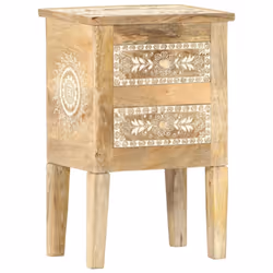 vidaXL Solid Mango Wood Bedside Cabinet with 2 Drawers 40x30x60cm Side Desk - Additional view 9