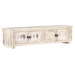 vidaXL Solid Mango Wood TV Cabinet White 140x30x35cm Hifi Stereo Storage Stand