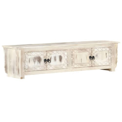 vidaXL Solid Mango Wood TV Cabinet White 140x30x35cm Hifi Stereo Storage Stand