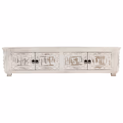 vidaXL Solid Mango Wood TV Cabinet White 140x30x35cm Hifi Stereo Storage Stand