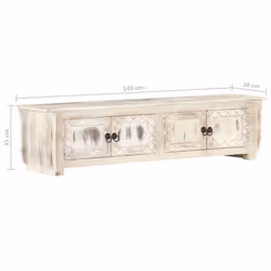 vidaXL Solid Mango Wood TV Cabinet White 140x30x35cm Hifi Stereo Storage Stand