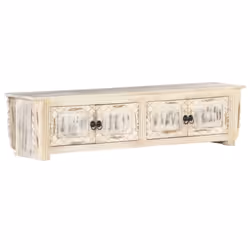 vidaXL Solid Mango Wood TV Cabinet White 140x30x35cm Hifi Stereo Storage Stand - Additional view 7