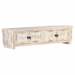 vidaXL Solid Mango Wood TV Cabinet White 140x30x35cm Hifi Stereo Storage Stand - Additional view 8