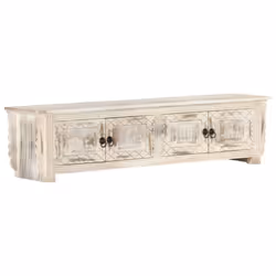 vidaXL Solid Mango Wood TV Cabinet White 140x30x35cm Hifi Stereo Storage Stand - Additional view 9