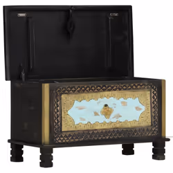 vidaXL Solid Mango Wood Storage Chest Black 80x40x45cm Storage Cabinets Trunks