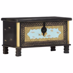 vidaXL Solid Mango Wood Storage Chest Black 80x40x45cm Storage Cabinets Trunks - Additional view 4