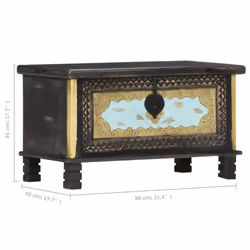 vidaXL Solid Mango Wood Storage Chest Black 80x40x45cm Storage Cabinets Trunks - Additional view 5