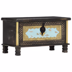 vidaXL Solid Mango Wood Storage Chest Black 80x40x45cm Storage Cabinets Trunks - Additional view 6