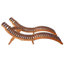 vidaXL 3 Piece Solid Acacia Wood Sunlounger with Tea Table Outdoor Lounge Set
