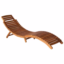 vidaXL 3 Piece Solid Acacia Wood Sunlounger with Tea Table Outdoor Lounge Set