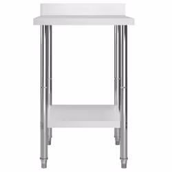 vidaXL Kitchen Work Table with Backsplash 60cm Stainless Steel Workbenches - Additional view 2