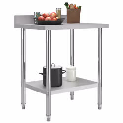 vidaXL Kitchen Work Table with Backsplash 80cm Stainless Steel Workbenches