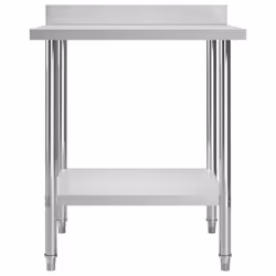 vidaXL Kitchen Work Table with Backsplash 80cm Stainless Steel Workbenches